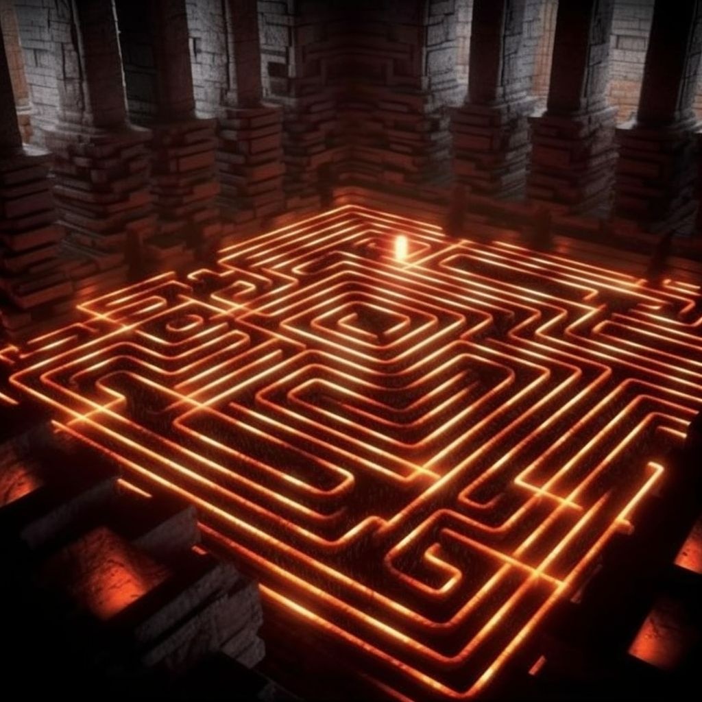 Prompt: laser drawn labyrinth in real-time, 2d gameplay