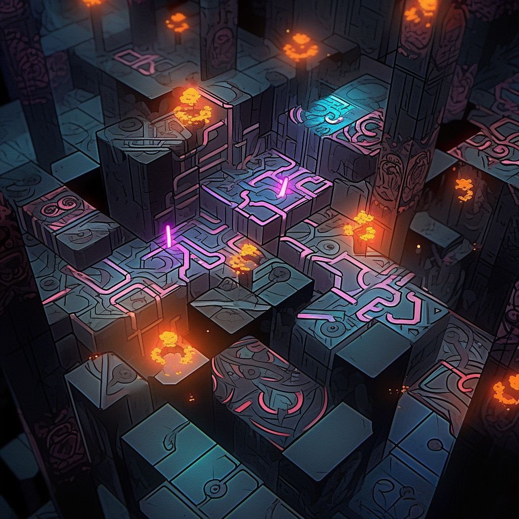 Prompt: laser drawn labyrinth in real-time, 2d gameplay