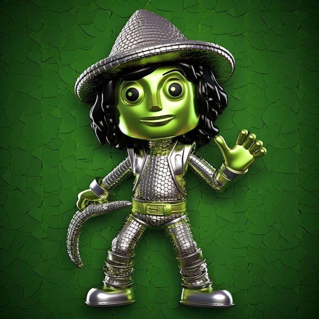 Prompt: Metallic embossed Michael Jackson in the style of plants vs zombies