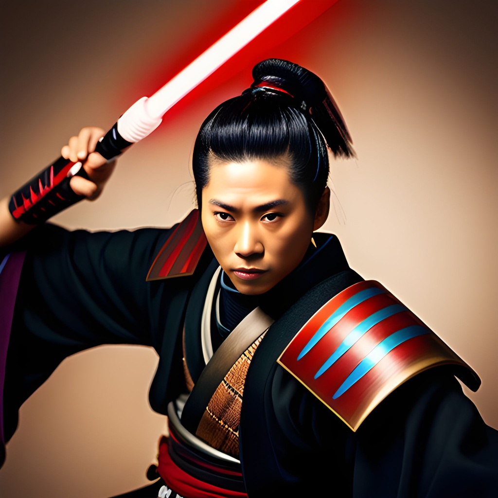 Prompt: samurai with lightsaber