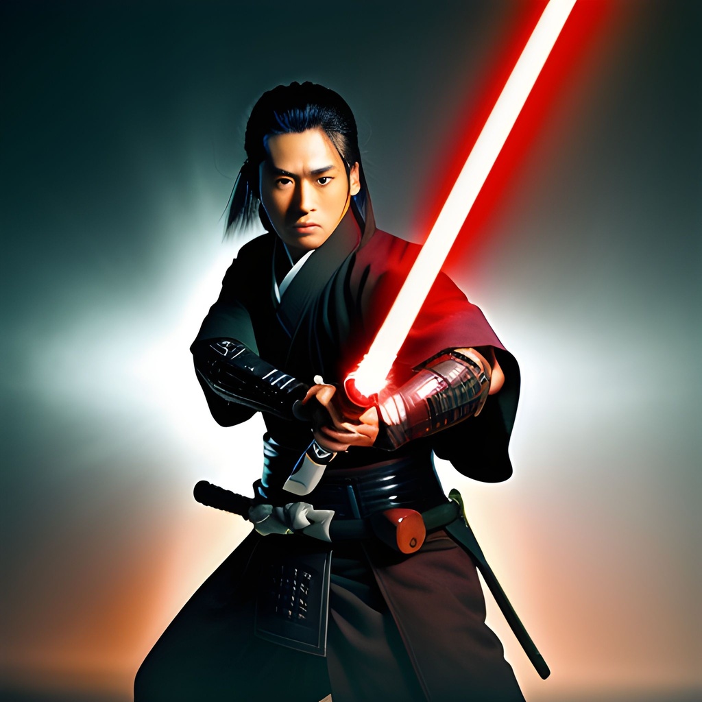 Prompt: samurai with lightsaber