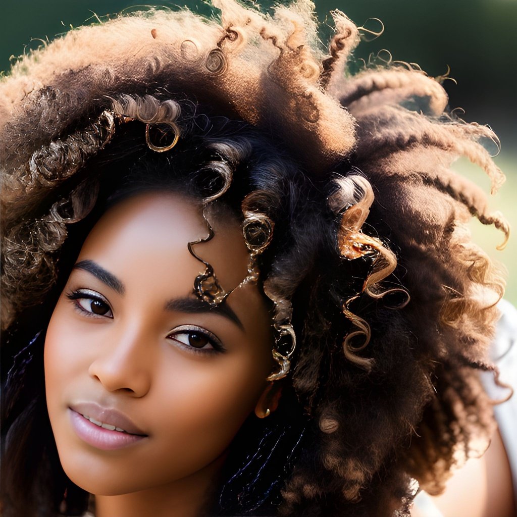Prompt: black woman, curly hair, brown eyes, hyper realistic 8K