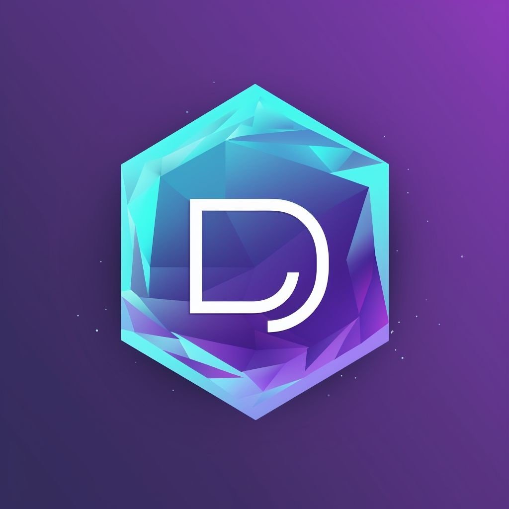 Prompt: DD, gradient, logo, purple, blue, digital, future, minimalist, flat design