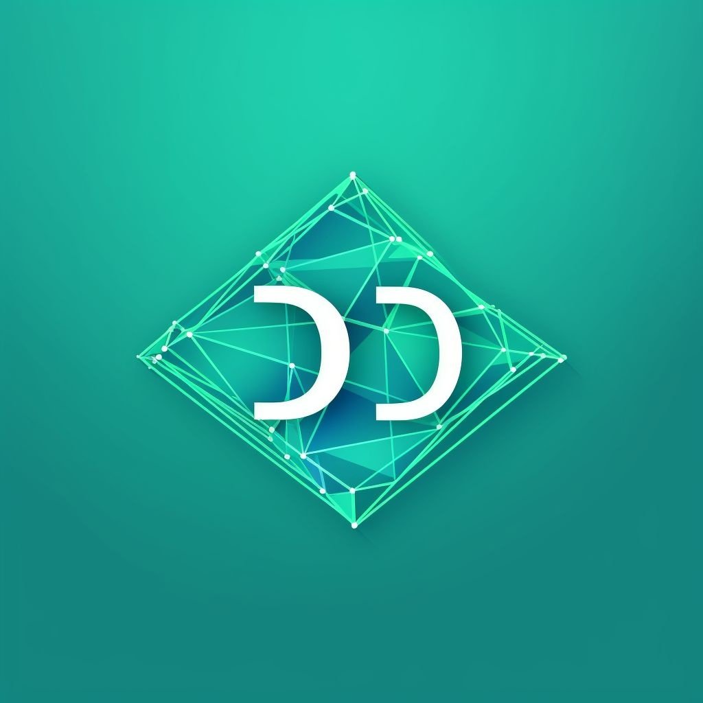 Prompt: letters DD, logo for a software development company, futuristic, minimalist, geometric, bold, lines, blue and sea green background