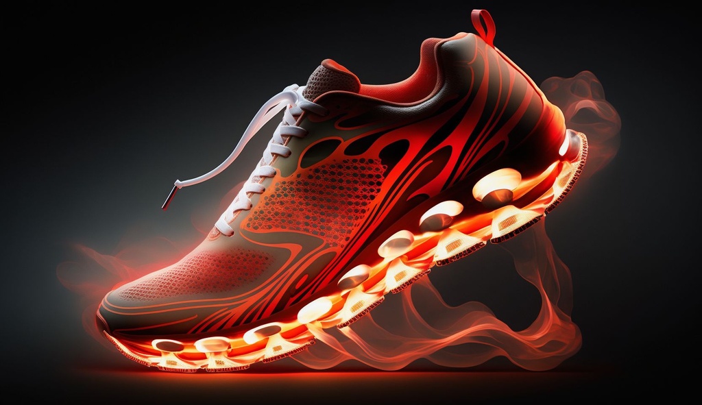 Prompt: 3d runner shoe with glowing shoe sole