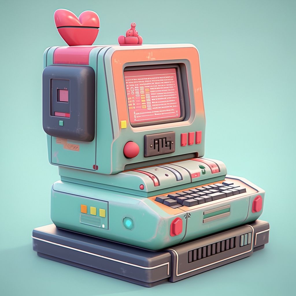 Prompt: retro computer statue