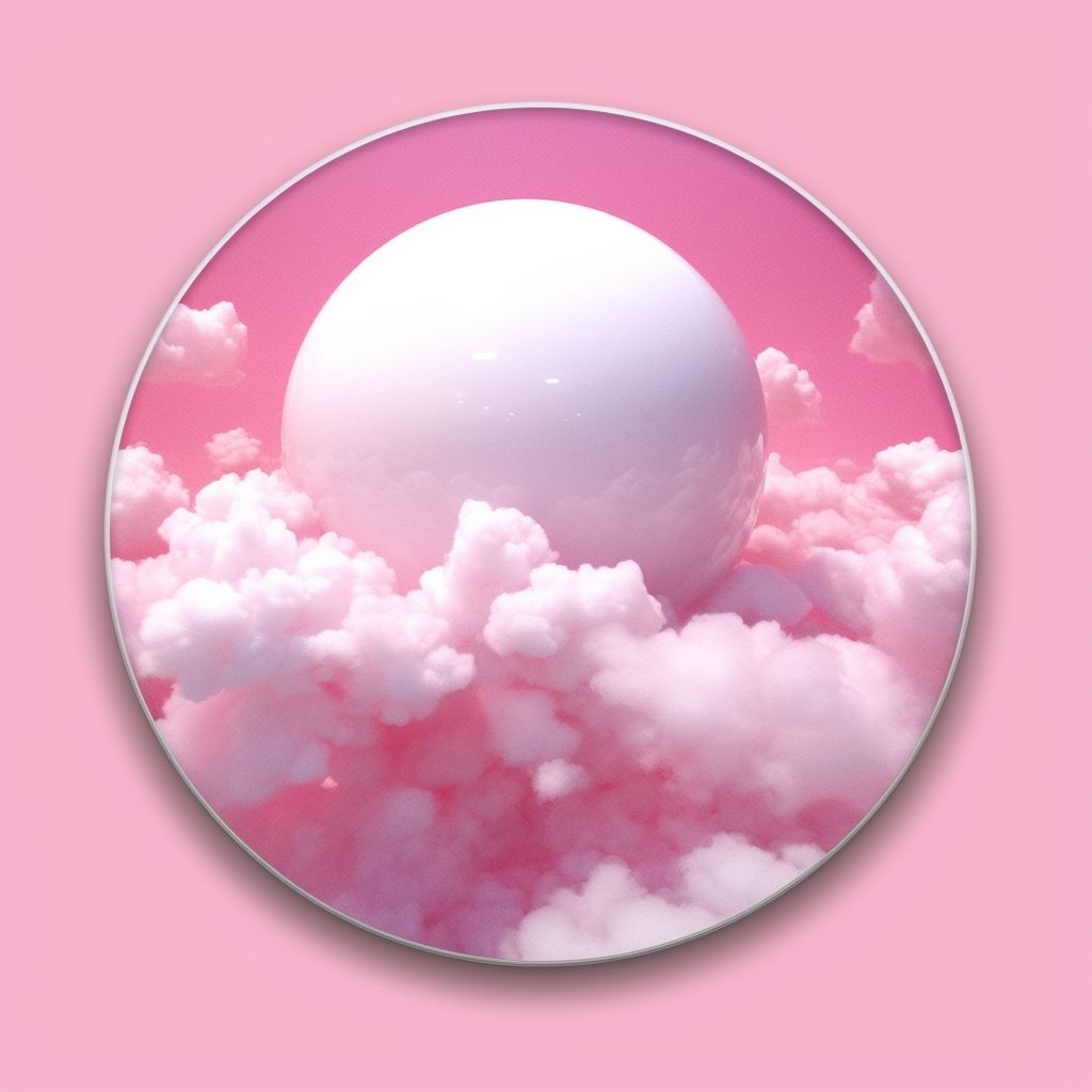 Prompt: fluffy pink clouds in bubble land