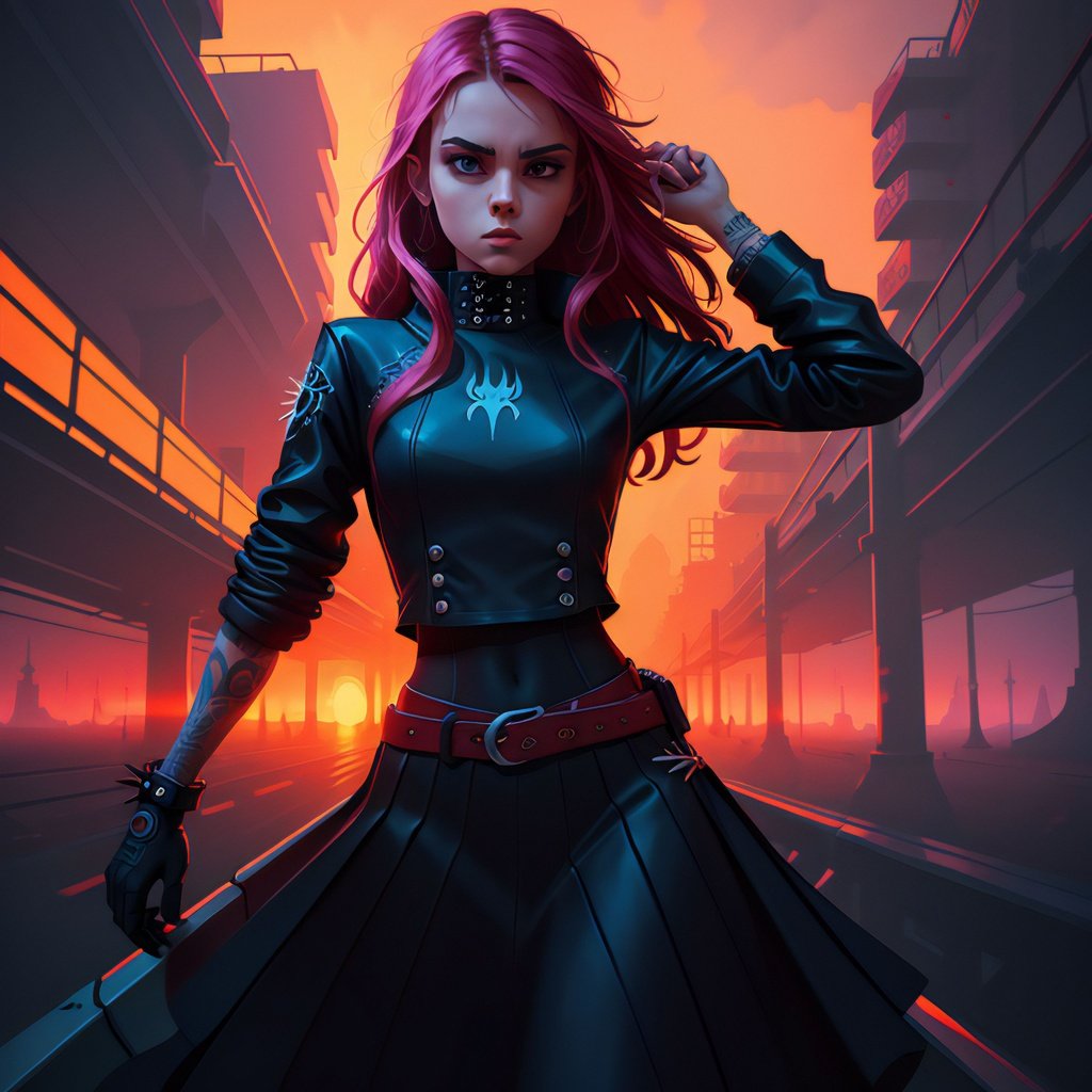 Prompt:  style of Alena Aenami, woman, original-art, lineart, hyperdefined, inked-art, unusual-angle, cartoon, punk-nouveaux-gothic aesthetic, dramatic complex lighting, flat-colors, fine-details