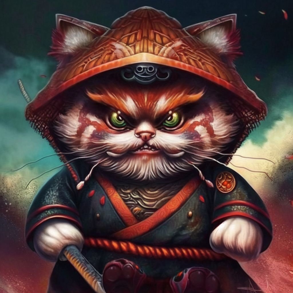 Prompt: ninja cat, pop surrealism, an ewok, chinese. extremely high detail, clown, commission for