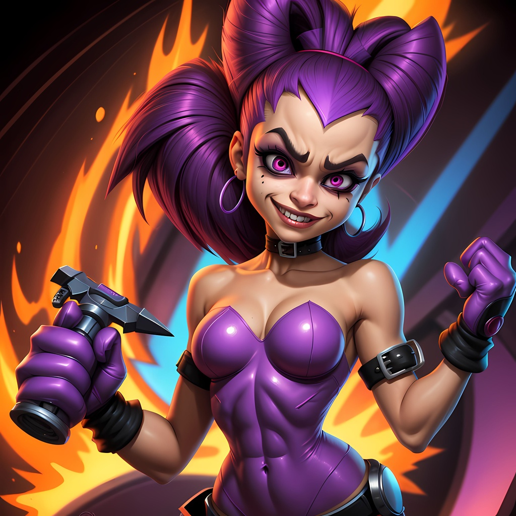 Prompt: 1girl, woman, highest quality, character portrait, style of Darkwing Duck, style of Johnny the Homicidal Maniac, art by Jhonen Vasquez, ultra sharp, smooth, sharp focus, highly detailed, trending on artforum, behance hd, artstation hq