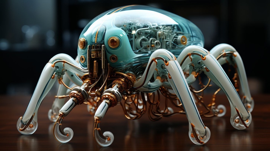 Prompt: ea model of an intricate squid with a computer art style, in the style of mechanized abstraction, spherical sculptures, gray and cyan, made of insects, intense close-ups, industrial machinery aesthetics, rendered in cinema4d