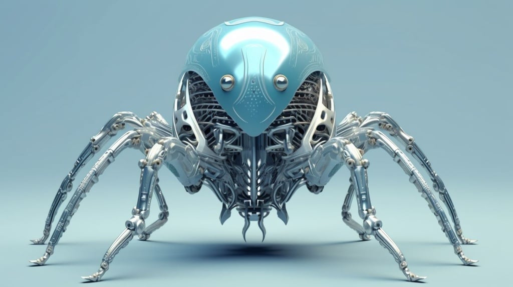 Prompt: ea model of an intricate squid with a computer art style, in the style of mechanized abstraction, spherical sculptures, gray and cyan, made of insects, intense close-ups, industrial machinery aesthetics, rendered in cinema4d
