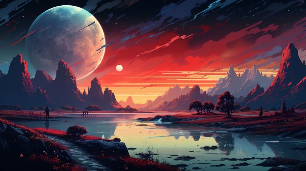 Prompt: spaceship planet wallpapers wallpapers image, in the style of dan mumford, quiet contemplation, nature painter, isolated landscapes, playstation 5 screenshot, winslow homer, martiros saryan