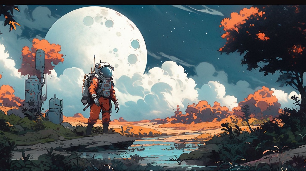 Prompt: spaceship planet wallpapers wallpapers image, in the style of dan mumford, quiet contemplation, nature painter, isolated landscapes, playstation 5 screenshot, winslow homer, martiros saryan