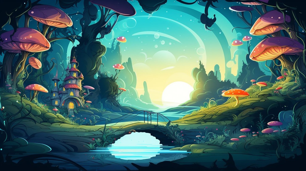 Prompt: vector fairyland emerge from the whirpool of vector fairytales