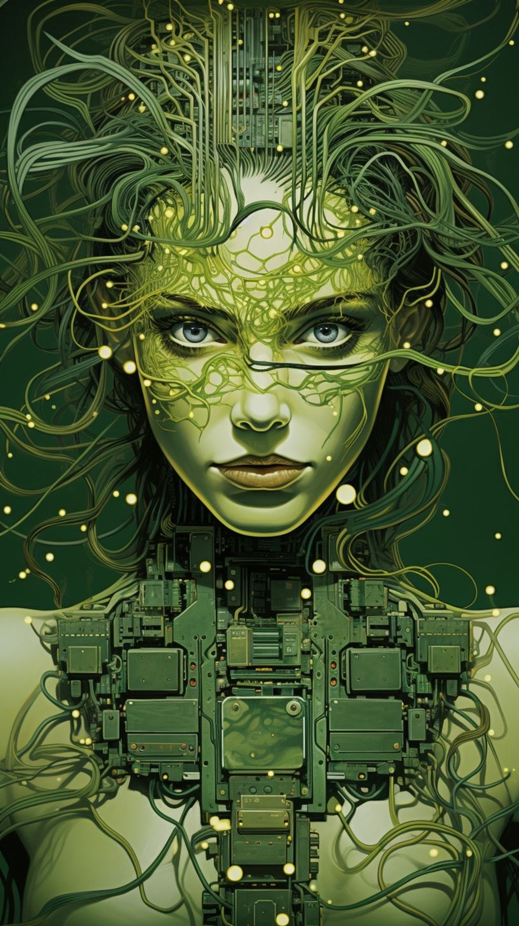 Prompt: circuit board girl