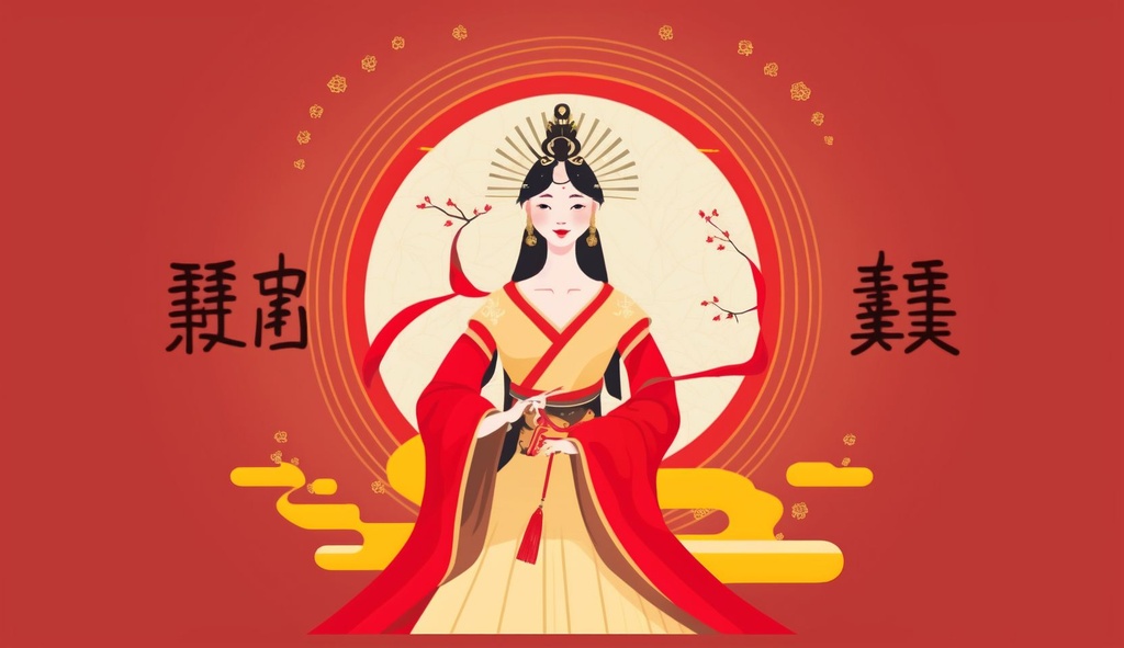 Prompt: vector chinese lady, chinese letters, minimalist