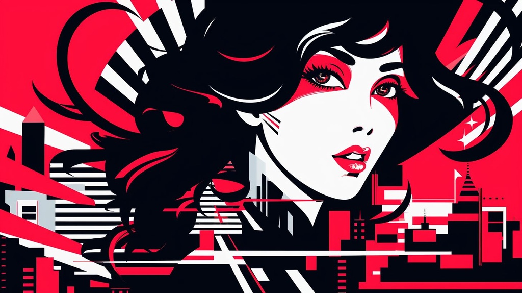 Prompt: vector tokyo op-art 1980s style pop art surrealism