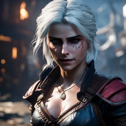 Prompt: Ciri from the Witcher 3 but set in a cyberpunk city. 4K. Highly detailed. Perfect face. Cyborg Ciri. Ciri face should look robotic. 