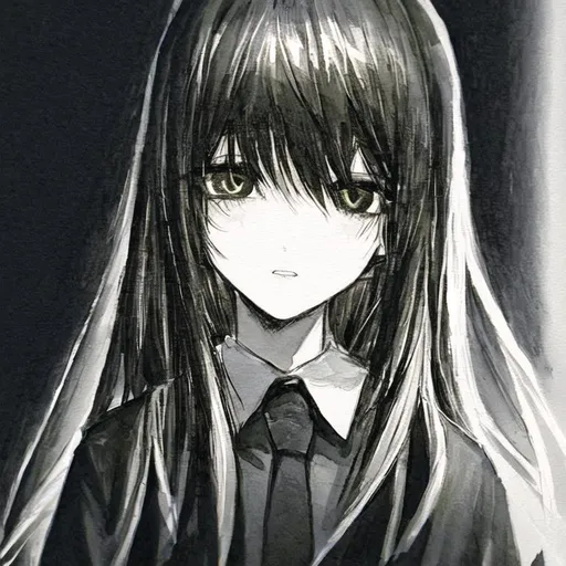 anime visual of a girl with short hair, dark atmosph