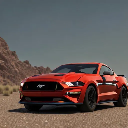 Prompt: redshift style Ford Mustang