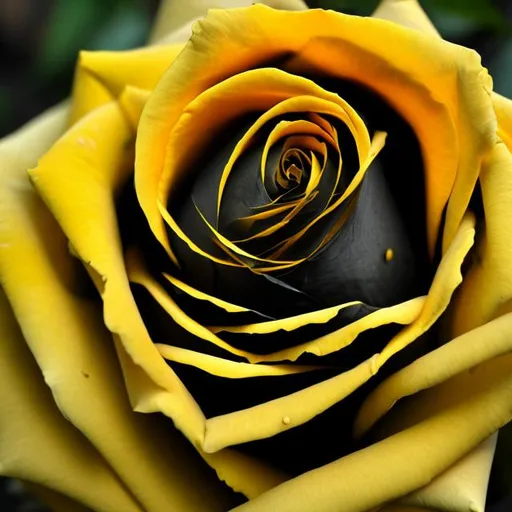 Prompt: Black rose and yelow rose

