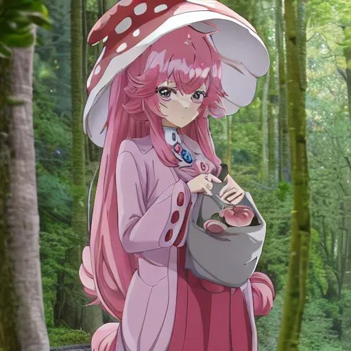 Prompt: aesthetic mushroom anime girl