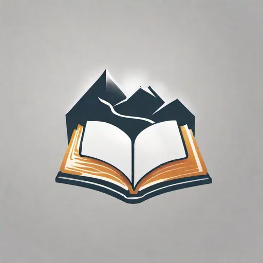 Prompt: minimalistic logo of an open book with a location icon popping out of it