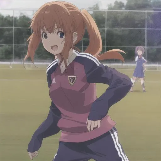 Prompt: anime girl playing soccer