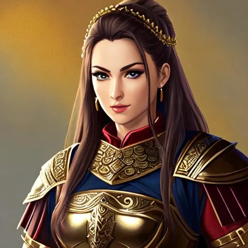 Prompt: dnd, portait, greek attire, warrior, female, leather armor
