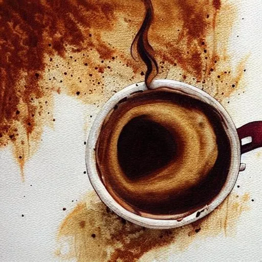 Prompt: coffee stain painting