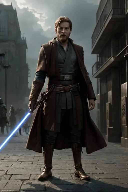 Prompt: Obi-wan kenobi, dark fantasy, steampunk, modern art, Greg Rutkowski