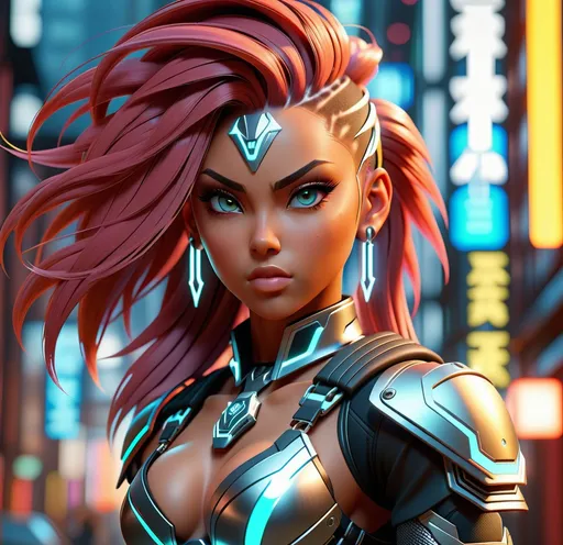 Prompt: 4k UHD anime illustration of a powerful Goddess, unreal engine 5, hip hop punk style, perfect autonomy body shape, muscular yet slim, detailed muscular structure, intense and authoritative gaze, futuristic Nordic setting, cool and edgy atmosphere, detailed armor with cybernetic enhancements, glowing holographic elements, highres, ultra-detailed, anime, hip hop punk, futuristic, detailed muscles, urban setting,Victorian Nordic, powerful stance, professional, dynamic lighting