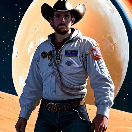 Prompt: Cowboy in space