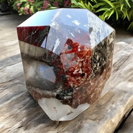 Prompt: a huge cube crystal clear jasper stone