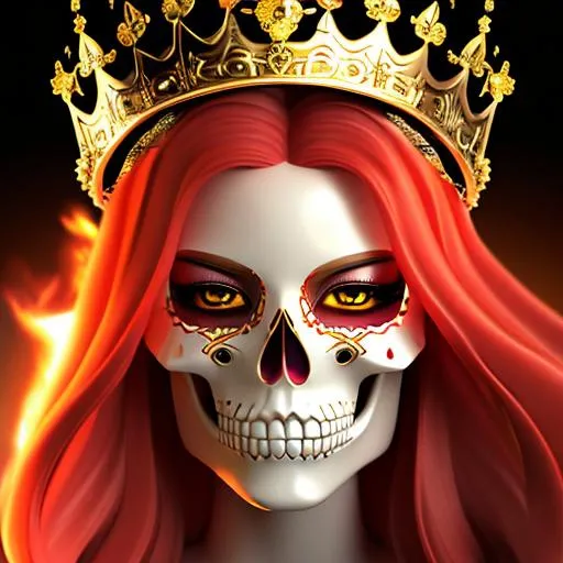 Prompt: Flaming skull wearing a crown anime style