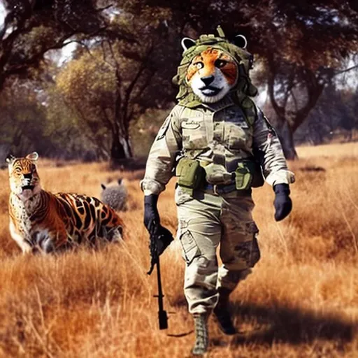 Prompt: animal soliders