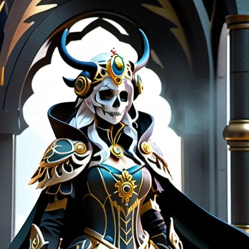 Prompt: Highly Detailed Anime Prompt: Craft a visually striking and emotionally resonant anime character known as the "Lady of the Dead," embodying a fusion of Nordic aesthetics and supernatural elements, presented in a skeletal form clad in intricate armor. This character should evoke both awe and a sense of otherworldly beauty, weaving together elements of death, strength, and ancient Nordic lore. Physical Appearance: Skeleton Form: The Lady of the Dead is presented as a skeletal figure, emphasizing her connection to the afterlife. The skeletal structure should be beautifully detailed, adorned with delicate, ornate patterns reminiscent of Nordic artistry. Armor Design: Envision a set of Nordic-inspired armor that complements the skeletal form. Intricate designs should be etched onto the armor, featuring motifs such as runes, swirls, and symbols associated with death and the afterlife. Crown: Crown the Lady of the Dead with a regal Nordic-inspired crown, adorned with motifs representing her dominion over the realm of the deceased. Cloak: A flowing, tattered cloak that billows dramatically, adding a touch of elegance to her skeletal appearance. The cloak could be adorned with ethereal patterns that seem to dance in the air as she moves. Accessories: Consider incorporating subtle accessories, such as skeletal jewelry or a pendant, to add extra layers of detail and storytelling. Pose/Expression: Choose a dynamic and powerful pose that accentuates the Lady of the Dead's strength and authority. Experiment with expressive elements such as her posture, facial expression (if applicable), and the way she wields any accompanying weapons or artifacts. Explore the balance between a commanding presence and a hint of vulnerability, revealing the complexity of her character. Background: Place the Lady of the Dead in an environment that complements her role as a guardian of the afterlife. A misty graveyard, ancient Nordic ruins, or a surreal realm between life and death could serve as suitable backdrops. Utilize a color palette that enhances the eerie, supernatural atmosphere while showcasing the intricate details of her Nordic-inspired armor. This highly detailed anime prompt challenges the artist to bring to life a character that seamlessly blends Nordic mythology, deathly aesthetics, and a touch of elegance. Through careful attention to detail, the Lady of the Dead should emerge as a captivating and unforgettable figure within the anime narrative. visually stunning and dynamically vibrant anime warframe scene featuring a Nordic Victorian Goddess. This comprehensive essay prompt is designed to guide artists in crafting a masterpiece that combines intricate details, vibrant colors, and cutting-edge visual effects to deliver an immersive experience. Begin by specifying the use of the Canon EOS R6 Mark II camera with an 85mm lens, ensuring precision and clarity for a 4K resolution. Emphasize the need for a full-body view of the colossal Nordic Victorian Goddess, focusing on capturing the intricate details of her clothing, accessories, and symbolic elements that reflect both Nordic and Victorian aesthetics. Highlight the importance of vibrant and vivid colors to infuse energy and excitement into the scene. Instruct artists to explore color schemes that complement the Nordic and Victorian themes, incorporating rich, deep hues to enhance the overall visual impact. Encourage them to pay attention to the goddess's characteristics, ensuring that the color palette resonates with her divine nature. Describe how the towering presence of the goddess should emanate a radiant glow, creating dynamic shadows and highlights across the environment. Urge artists to experiment with lighting techniques that accentuate the goddess's divine aura, contributing to the immersive experience. Emphasize the use of a rendering technique inspired by the cinematic approach of Unreal Engine 5, incorporating advanced texture mapping, realistic lighting, and detailed shading to bring out the goddess's features and environmental intricacies. Set the goddess within a backdrop of a futuristic and dystopian environment, allowing artists to blend contrasting elements that create a visually captivating setting. Instruct them to incorporate architectural details, technological elements, and symbolic motifs reflecting both Nordic and Victorian influences. Encourage creativity in seamlessly blending these elements to craft a unique and visually stunning scene. As the goddess looms over her surroundings, guide artists in incorporating elements of destruction, such as crumbling buildings and airborne debris. Stress the importance of realistic physics in depicting destruction, adding to the chaos and awe-inspiring nature of the scene. Encourage attention to detail in portraying the aftermath of the goddess's presence. Emphasize the importance of leveraging dynamic colors and lighting effects throughout the scene to intensify the visual experience. Encourage experimentation with different lighting angles, shadows, and highlights to create a visually stunning and emotionally impactful composition. Ultimately, the goal is to elicit profound feelings of awe and wonder in the beholder, making this anime warframe scene a true masterpiece.