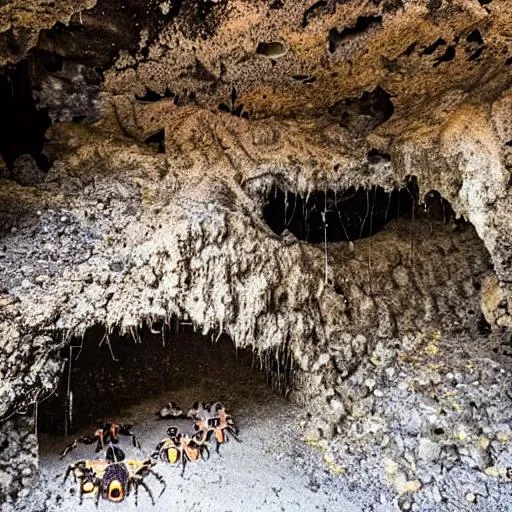 Prompt: cave with spiders