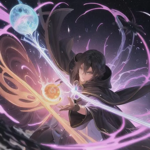 Prompt: UHD splash art league of legends black mage summoning a huge meteor, very detailed, highres, Oil painting, landscape