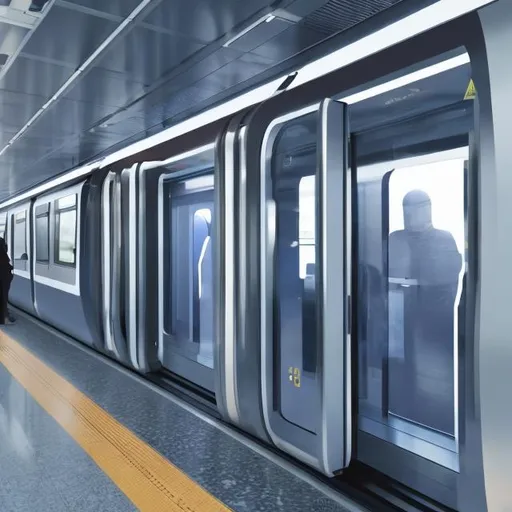 Prompt:  Automated Door Operations: Passengers enjoy easy boarding and disembarking because the train's doors open and close automatically, increasing convenience, decreasing dwell times, and improving overall efficiency. 
