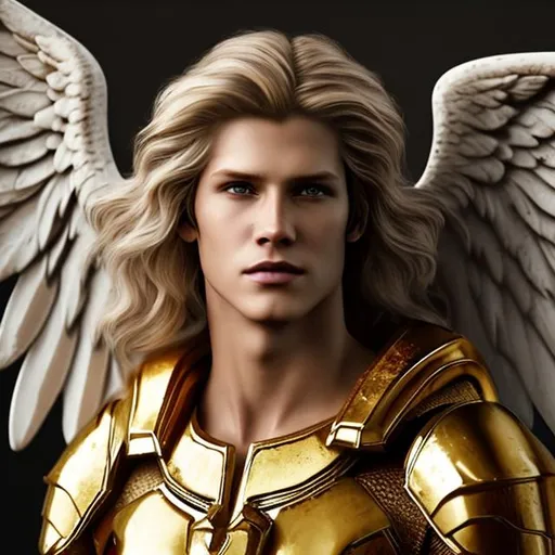 Prompt: Angel, halo, radiant golden light, seraph, six wings, photo realistic, Male, warrior, ancient