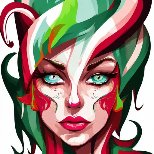 Prompt: Vector Color splash
Elf face candy cane 
bright colors 





