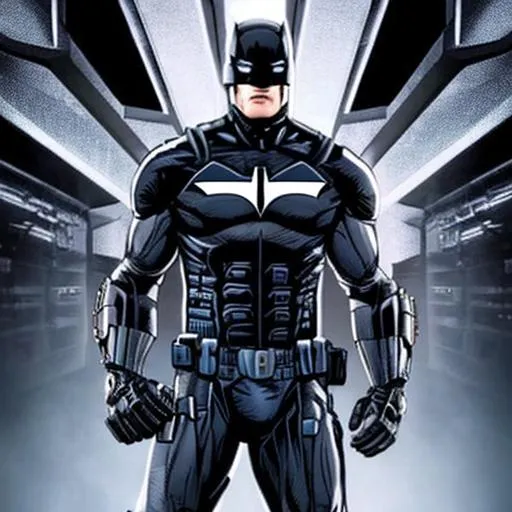 Prompt: Robocop as Batman. 