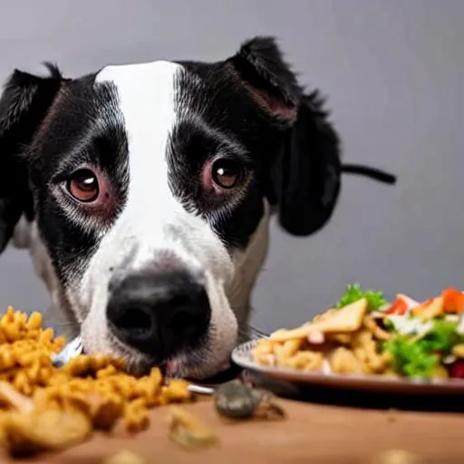 Prompt: dog eating food