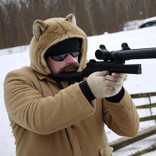 Prompt: man shoots furry