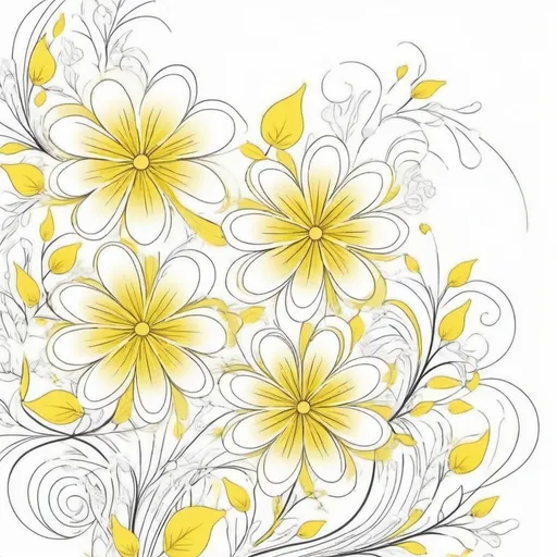 Prompt: A delicate floral abstract design for bliss.... a pretty and beautiful design.... yellow colour. White background.... line art. Vector image