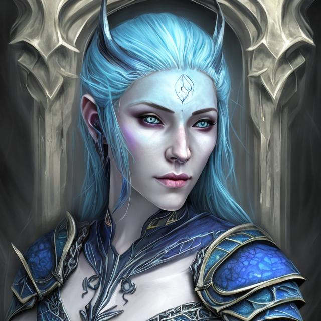 blue haired white skinned daedric princess elder scr...