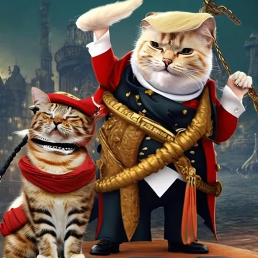 Prompt: actual photo of donald trump as  cat pirate, surprise me