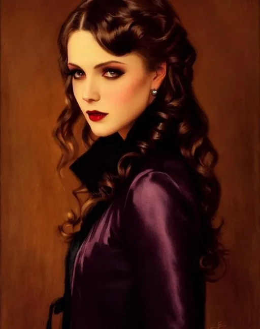 Prompt: Beautiful female toreador from vampire the masquerade, Haddon Hubbard Sundblom, post-impressionist style oil painting, 1930's clothing, 1930's hairstyle, very detailed, photorealistic, UHD